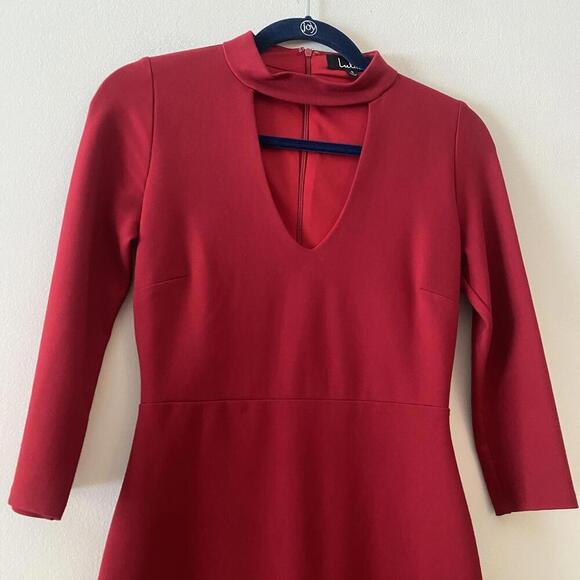 LULUS red 3/4 sleeve cut out formal knee length dress - Picture 3 of 5